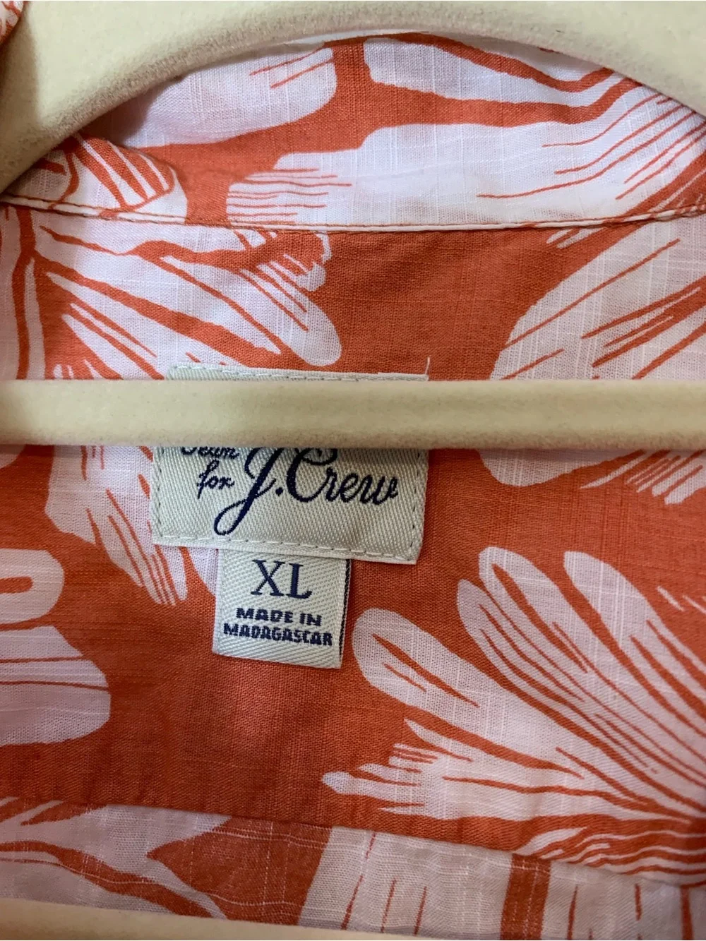 J.Crew Orange Floral Hawaiian Camp Shirt Men’s XL Resort Aloha